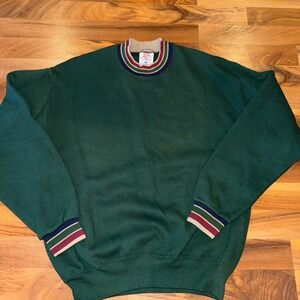 JERZEES Super Sweats Green Crewneck Sweatshirt Men Size M Collar Cuffs vintage